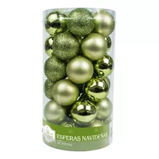Paquete 30 Esferas Navideñas Plástico Color Cobre Verde 