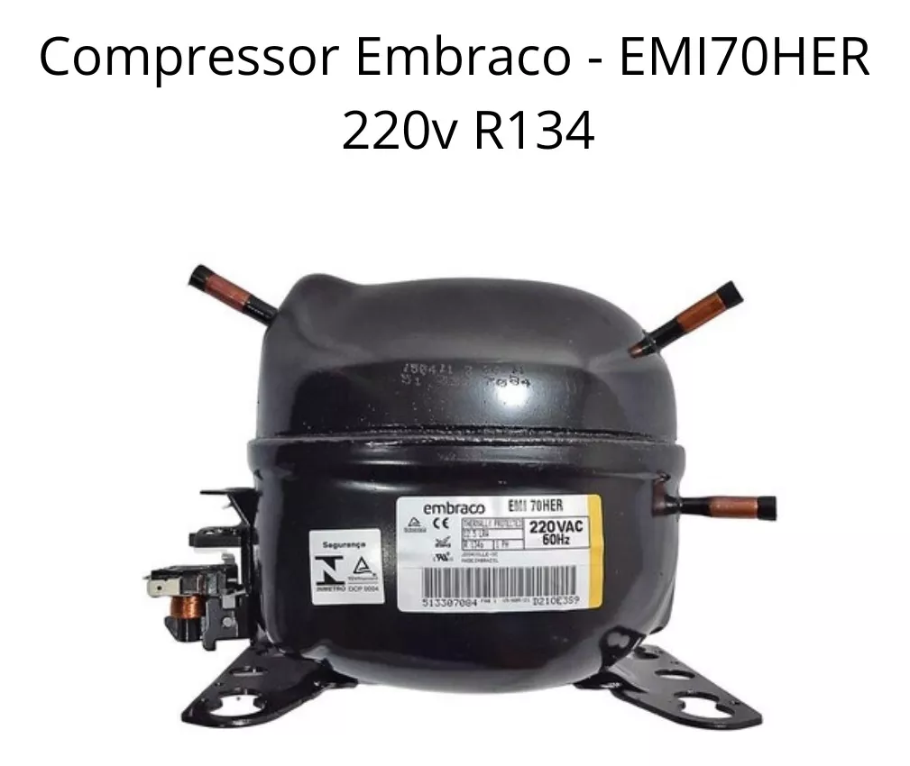 Motor Compressor Embraco 1/5 Emi70her 220v R134 Novo Lote