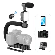 Kit Estabilizador De Video Celular Vlogging Led Mic Ay-49u