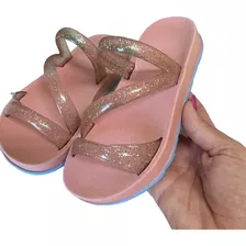 Kit 12 Par Papete Sandalia Infantil Confort Chinelo Glitter