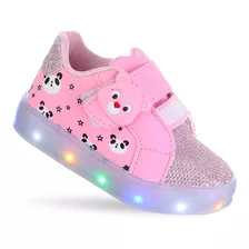 Tenis Infantil Feminino Meninas Com Luzinha Luz Led Ursinho