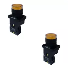 Kit 2x Botão De Impulso Iluminado Ew3561 24v Amarelo 1na