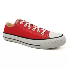 Tênis Old Star Masculino Sneaker Casual Tecido Lona Vermelho