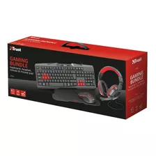 Kit Gamer Trust 4 En 1 Teclado Mouse Audífonos Mousepad Color Del Teclado Negro