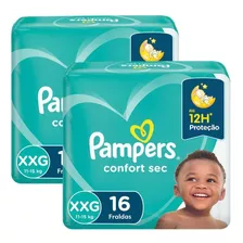 Kit Fralda Pampers Confort Sec Xxg 32 Unidades