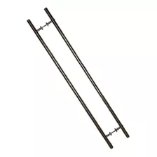 Manija Negra Roma Doble 120cm Acero Inoxidable Puerta Madera