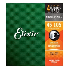 4 Cuerdas Elixir Bajo Electric Bass String 45-105 Long Scale