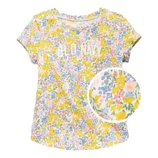 Camiseta Old Navy Para Niñas Floral Con Logo 