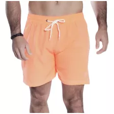 Shorts Masculino Elastano Bermuda De Praia 3 Bolsos Salmão