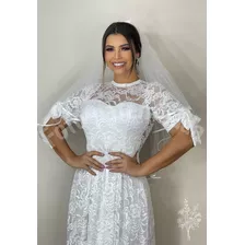 Vestido Pra Noiva Rodado Renda Branco Pre Wedding Casamento