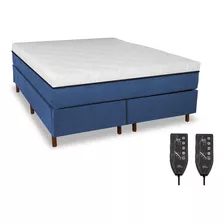 Colchão Magnético King 1,93x2,03 Hr Premium Massageador 2 Controles Energia Bio Quantica Infra Vermelho + Cama Box