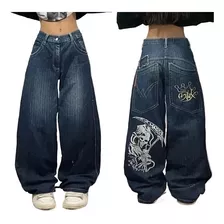 Y2k Baggy Jeans Streetwear Mujer Hip Hop Skull Graphic