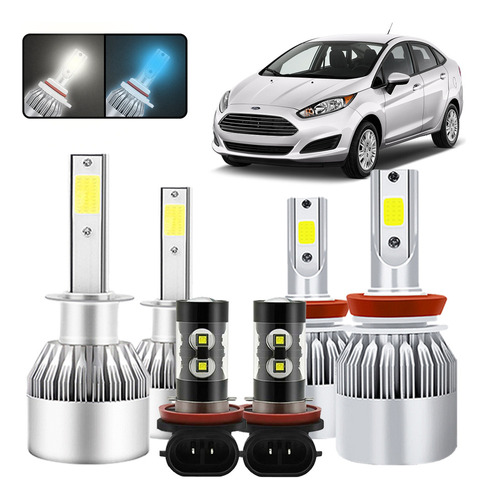 Kit Focos Led 12000lm 80w H1 H7 H11 9005 9006 H4 Para Ford Ford Fiesta
