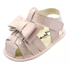 Sandalia Bebe Mania Laco Velcro Nude Pronta Entrega 13-05