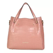 Bolsa Satchel Para Mujer Lucentzza 2-en-1 Look Animal Skin Color Rosa