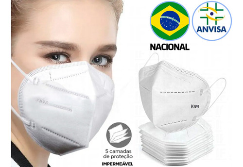 10 Máscaras Brancas Com 5 Camadas De Proteção Kn95 Nacional