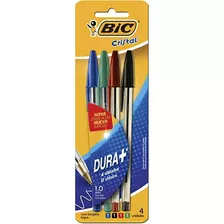 Caneta Esferográfica Bic Cristal Dura Mais - 4 Cores