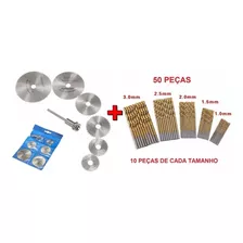 50 Brocas Titânio 1-3mm + 7 Peças Mini Disco Serra Circular