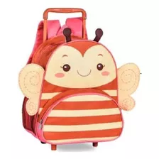 Mochila De Rodinha Infantil Impermeável Pets Bichinhos Cor Vermelho