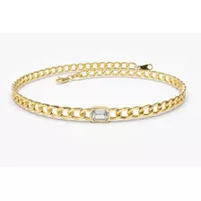 Pulseira Corrente Bracelete Elos De Ouro 1 Diamante Quadrado