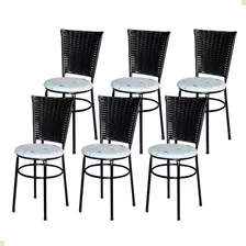 Conjunto De 6 Cadeiras Preta Para Cozinha Aço Sala De Jantar