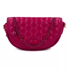 Bolsa De Mano Casual Trender Color Magenta Acolchada Mujer