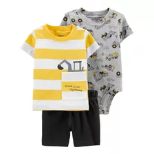 Conjunto Bebe Menino Carters 3 Peças C/ Body Trator Infantil