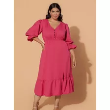 Vestido Midi Plus Size Rosa Evangélica Tam. G3. 