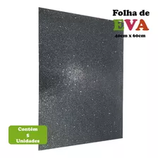 Pacote Eva Brilhante Leoart 5 Unidades Glitter 40x60cm Cor Preto