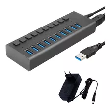 Hub Profesional Usb 3.0, 10 Puertos, 5gbp, Switch Individual