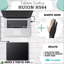 Tableta Gráfica Huion Hs64 +guante +18 Puntas Repuesto