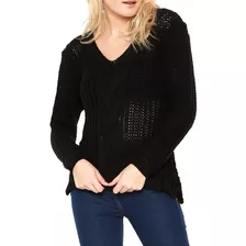 Blusa Suéter Fiveblu Tricot Trançado Decote V