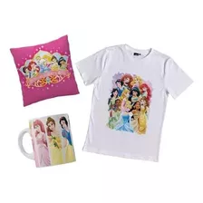 Camiseta Personalizada Princesas Disney Combo Con Taza Cojin