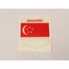 Adesivo Resinado Escudo Da Bandeira De Singapura 8x7 Cm