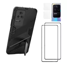 Cristal Templado 9d + Funda Para Xiaomi Poco F4 Kit 5x1