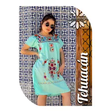 Vestido Artesanal Mexicano Bordado Casual Para Fiesta De Día