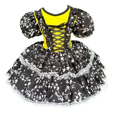 Vestido Festa Junina Caipira Infantil Luxo +luva+laço Cabelo