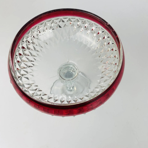 Bomboniere Vidro Lapidado Vermelho Vintage Anos 60' Branco 5
