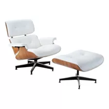 Casa Gutti Charles Eames Poltrona Reclinável Rayma Poltronas De 1 Lugar Cor Branco De Couro E Pés De Alumínio