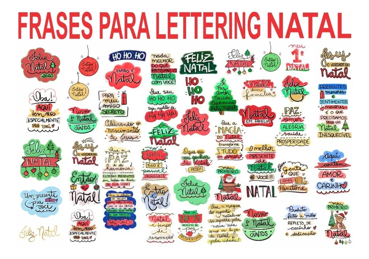 Arquivo Digital Lettering Natal Mais De 120 Frases Png