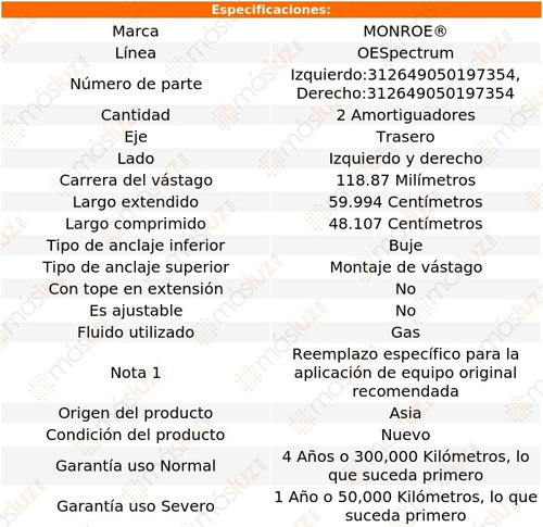 Kit 2 Amortiguadores Tra Gas Oespectrum Fit Honda 09/14 Foto 3