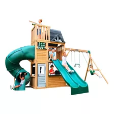 Juego Exterior Tobogan Doble Resbaladilla Jardin 2 Columpios