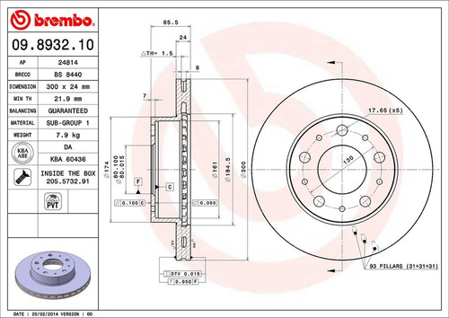 Disco Brembo Fiat Ducato P/c 130 Multijet 07-19 Del Pz Foto 2