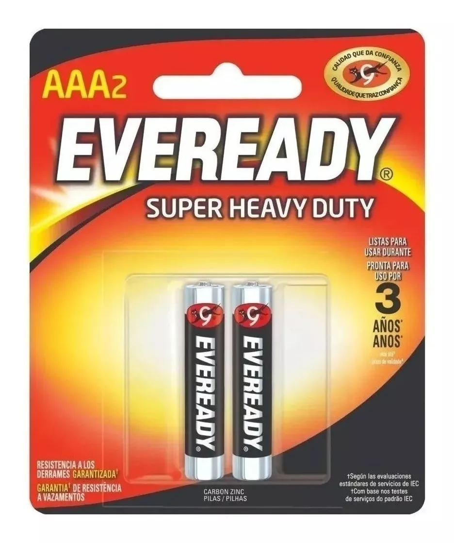 Pila Aaa Eveready Super Heavy Duty 1212 Cilíndrica - Pack De 2 Unidades