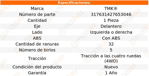 1- Maza Delantera Izq/der Con Abs Wrangler V6 3.6l 12/20 Tmk Foto 2