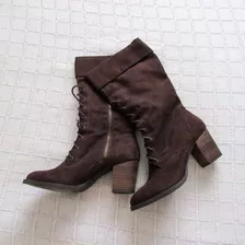 Botas De Símil Gamuza Con Cordones - Forever 21 - T/6.5 (us)