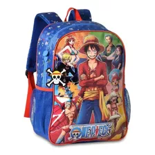 Mochila Bolsa Costas Infantil Escolar Anime One Piece Clio Cor Azul