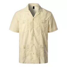 Camisa Masculina Revere Cuban Guayabera, Manga Curta, Casual