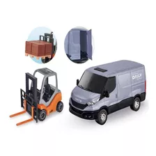 Van Miniatura Brinquedo Iveco Daily Com Empilhadeira Agille