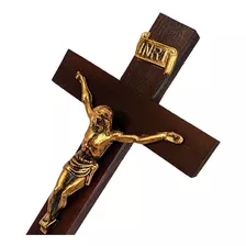 Crucifixo Barroco Cruz De Madeira Mesa Com Pedestal 24,5cm
